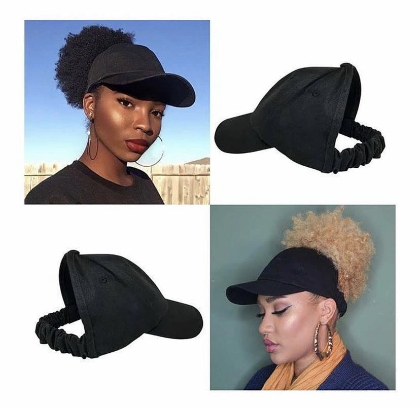 Una demostración de gorras para rizadas que tienen un hueco más grande que una gorra normal.